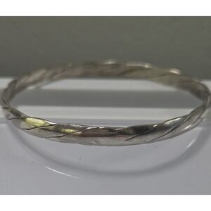 Vintage 925 Sterling Silver Mexico Twisted Design Pattern Bangle Bracelet